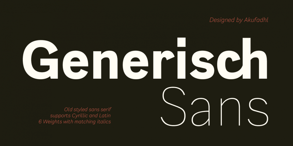Generisch Generisch Sans: descárguelo gratis e instálelo en su sitio web o Photoshop.